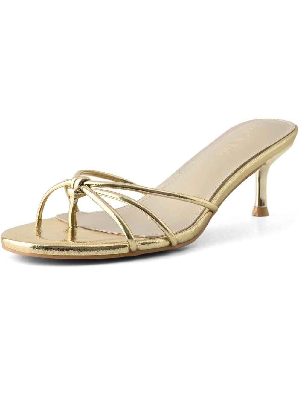 Metallic Gold Strappy Kitten Heel